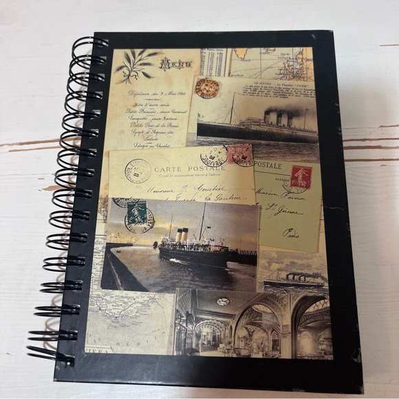 Vintage Travel Journal Spiral Notebook Markings by Susana England Nautical art - Picture 4 of 15